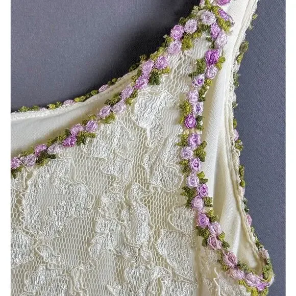 SOLD SOLD SOLD Vintage 90's Betsey Johnson LUXE Ivory Lace Slip Dress - Picture 7 of 15